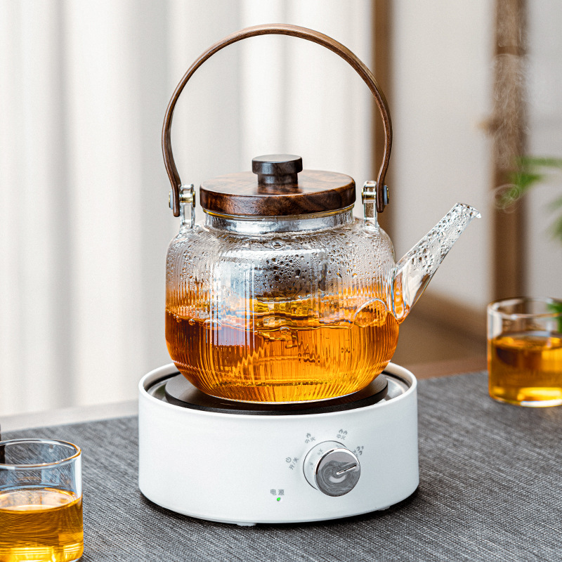 Large-capacity handle teapot, high borosilicate glass teapot, household, electric ceramic stove heating and boiling teapot, living room 1000ML details Picture