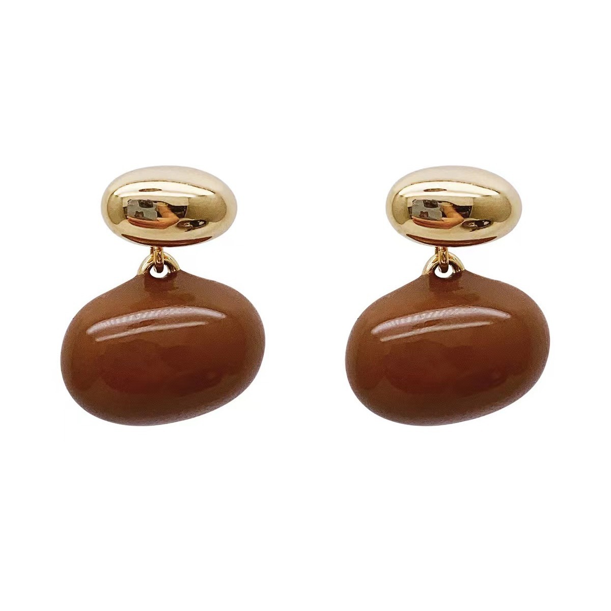 Meet Maillard ~ Two pairs of light luxury and high-end earrings with bean stud earrings for women in Dongdaemun, South Korea, with a unique and versatile style Item Picture