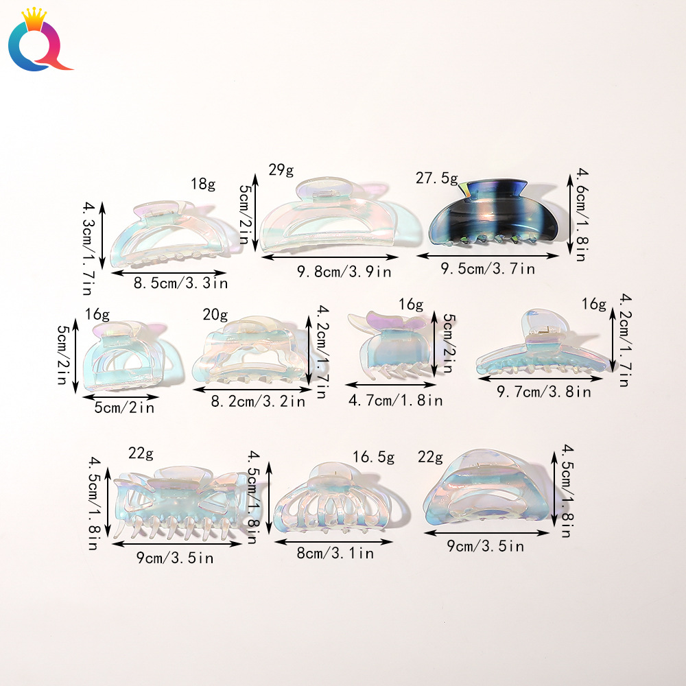 Qiyue Korean acetic acid hair clip, fashionable and colorful gradient shark clip, back of the head updo hair clip, hairpin headwear Application Scenario