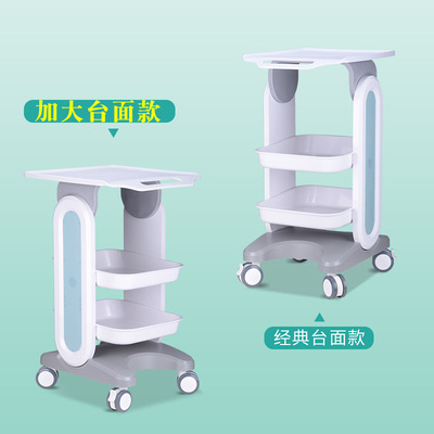 Simple abs clinic dental and oral tool cart, double tray mobile trolley, storage rack, medical equipment, beauty worker Application Scenario