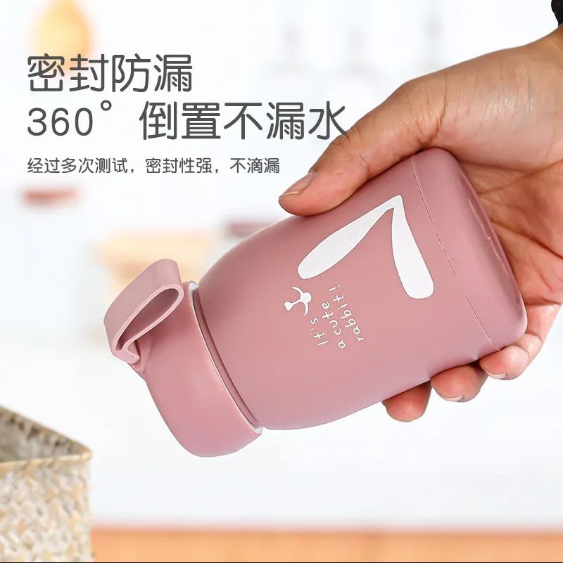 Mengmeng Rabbit water Cup, high appearance level, cute advertising cup, double-layer plastic shell glass water cup, street promotion, gift cup wholesale details Picture