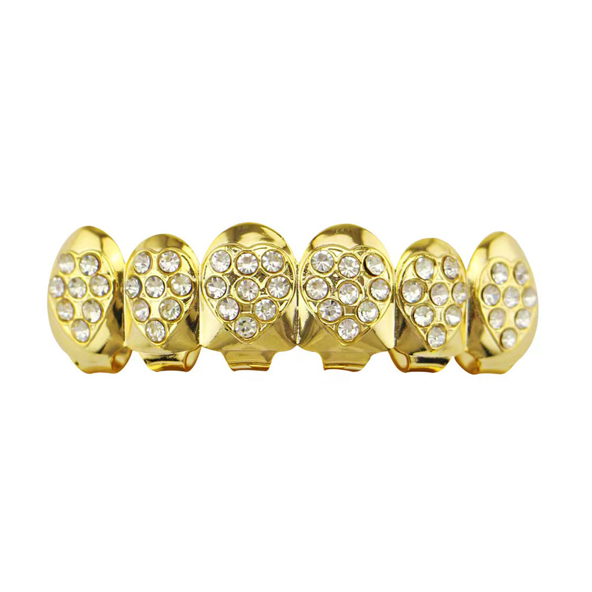 European and American hip-hop braces, hiphop diamond-encrusted heart-shaped braces, decorative smooth set, Halloween gold braces decoration Application Scenario