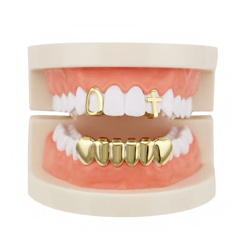 Cross HIPHOP Hip Hop TeethGrills Gold Teeth Personalized Hip Hop Braces for both men and women Item Picture