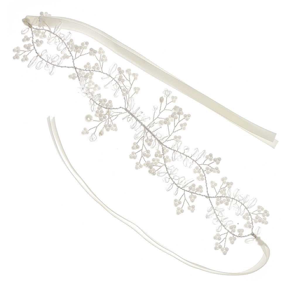 Exquisite and beautiful wedding headwear from Europe and America, handcrafted beaded headband, new fashionable millet beaded bride headband Item Picture