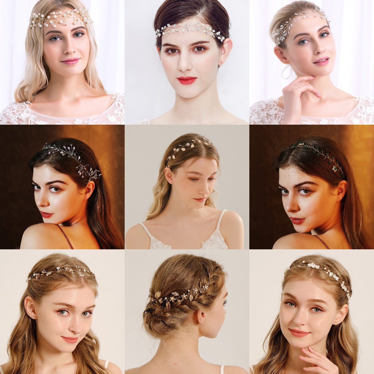 Wholesale of European and American bride headwear: simple crystal pearl hair bands, rhinestone hair bands, wedding and dance party updo, handcrafted hair bands full figure