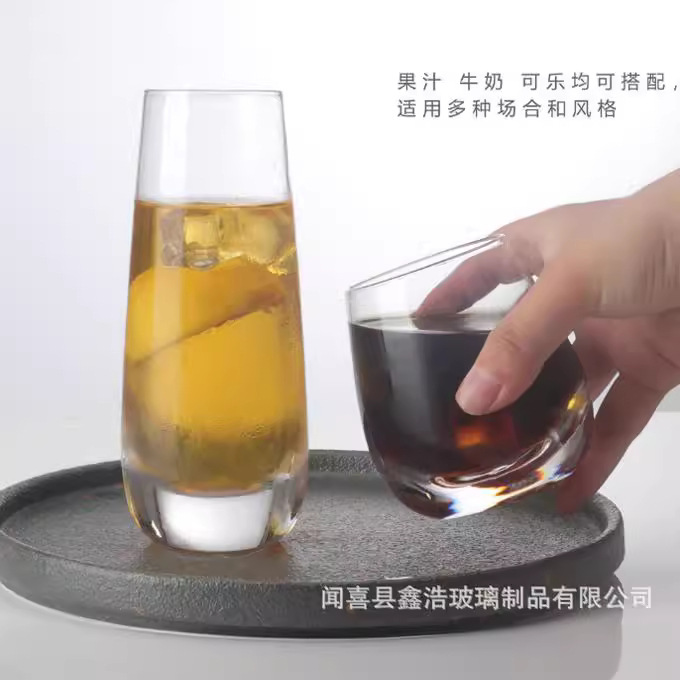 Household thick-bottomed simple water cups, juice cups, milk cups, hotel and restaurant glass cups, large-capacity household glass cups details Picture