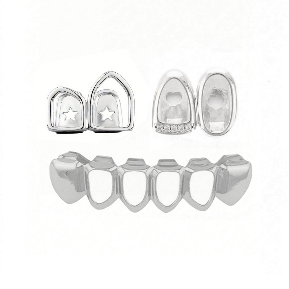 Cross-border best-selling hip-hop braces, HIPHOP double-engraved side teeth three-piece set, stage prop braces combination Application Scenario