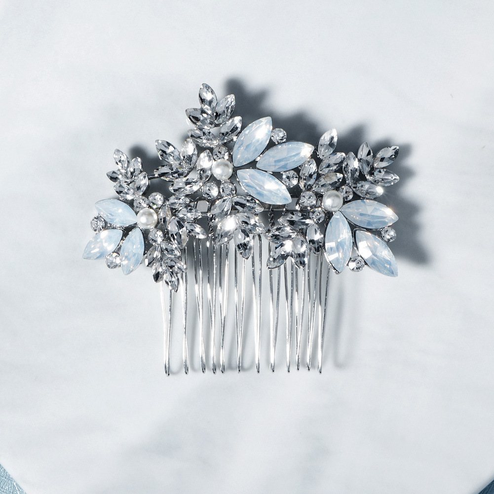 New cross-border Amazon hair accessories: rhinestone insert comb, Bohemian alloy diamond-encrusted comb, European and American bride accessories Specification drawing
