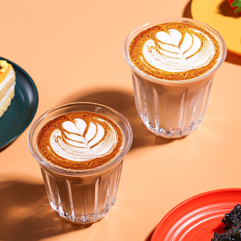 Glass coffee cups, high-end American latte art cups, Australian white cups, latte cups, Dirt water cups, simple and retro cocktail cups details Picture