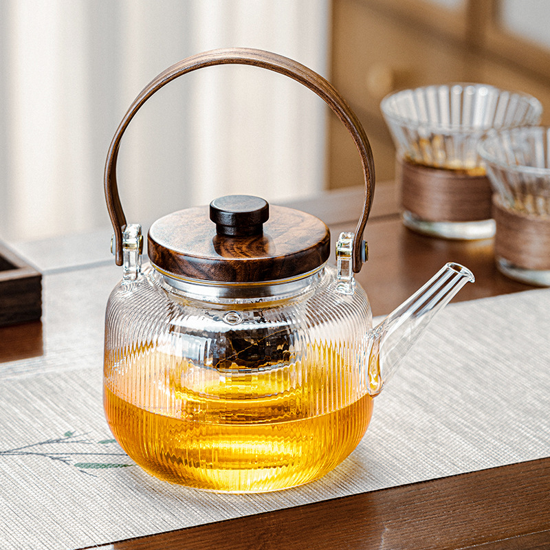 Large-capacity handle teapot, high borosilicate glass teapot, household, electric ceramic stove heating and boiling teapot, living room 1000ML full figure