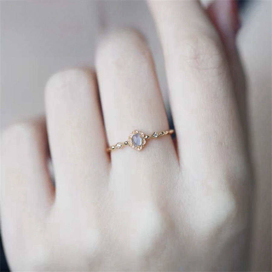 Blue sky Daisy Japanese-style smiling face flower edge aquamarine ring, a girl's fresh, light luxury, versatile and high-end ring trend full figure