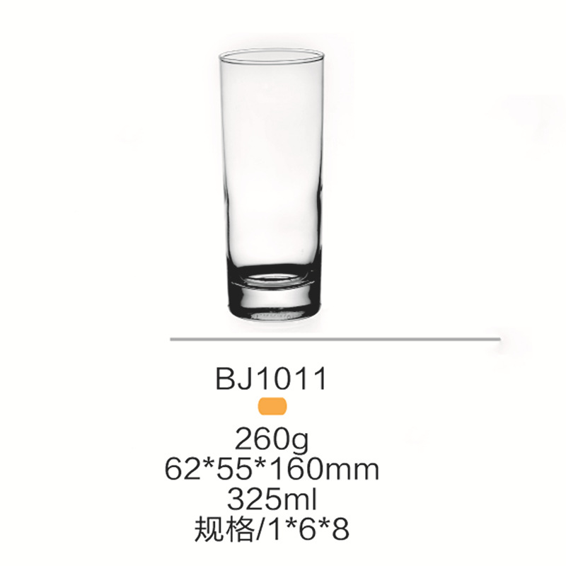 Classic straight cylindrical round glass thickened straight cup, machine-pressed dining cup, glass water cup, high-temperature resistant hotel room dining cup Item Picture