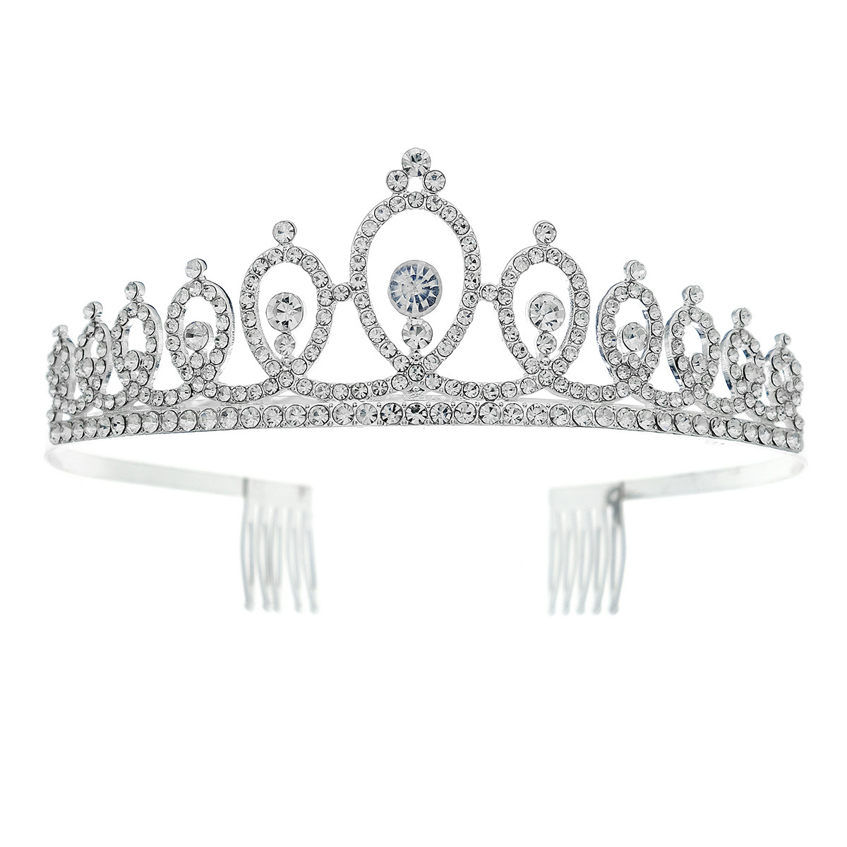 Wholesale of wedding dresses, evening gowns, hair accessories, European and American water diamond alloy combs, crowns, stage performances, children's hair bands, bride crowns Item Picture