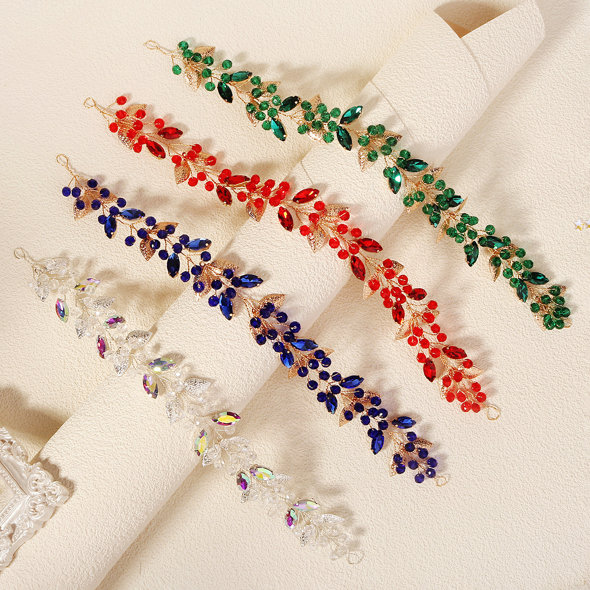 European and American bride accessories, hand-woven bride headbands, wedding dance party headbands, colorful crystal hair accessories, headwear full figure