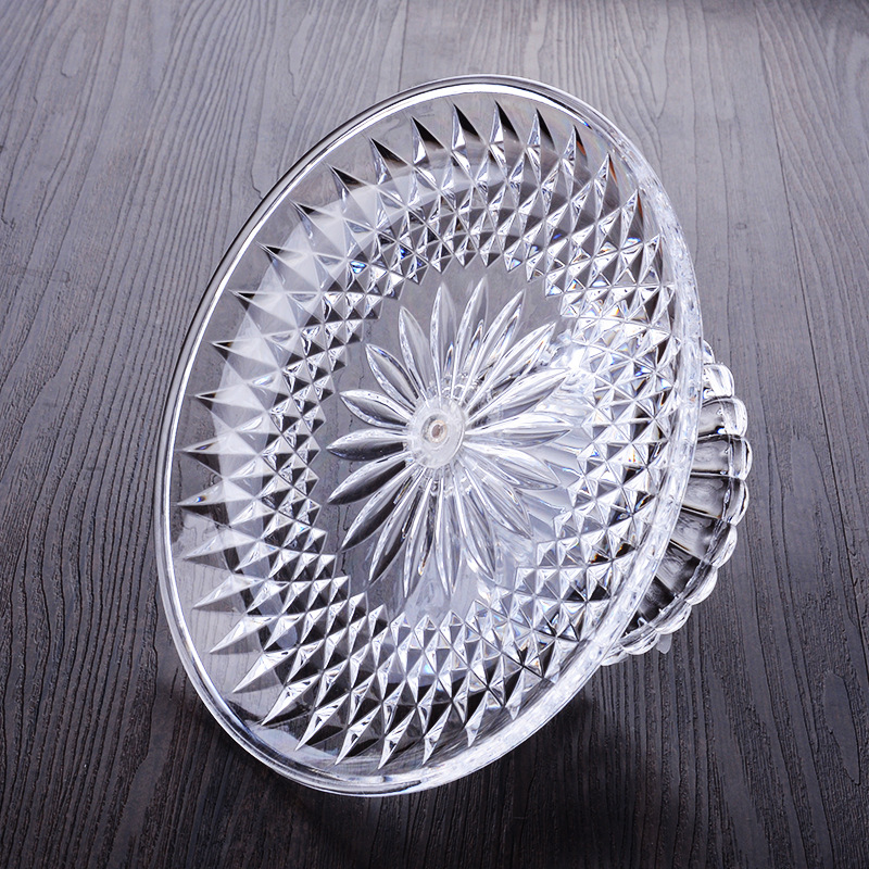 KTV acrylic fruit plate, transparent plastic candy plate with base, fruit snack platter, dried fruit platter Specification drawing