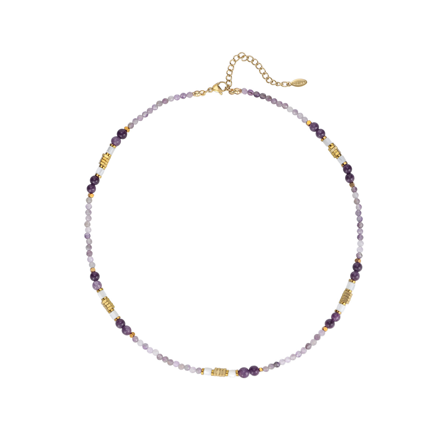 Amethyst black gallstone beaded necklace for women, fresh and elegant, versatile, high-end, simple and fashionable collarbone chain Item Picture