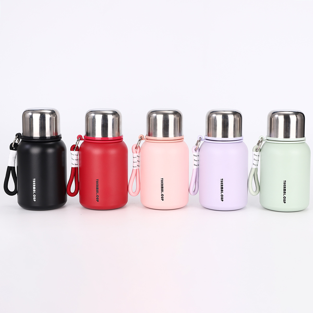 New 316 stainless steel double-layer vacuum insulated cup, simple handle rope portable cup, large-capacity outdoor sports water bottle Item Picture