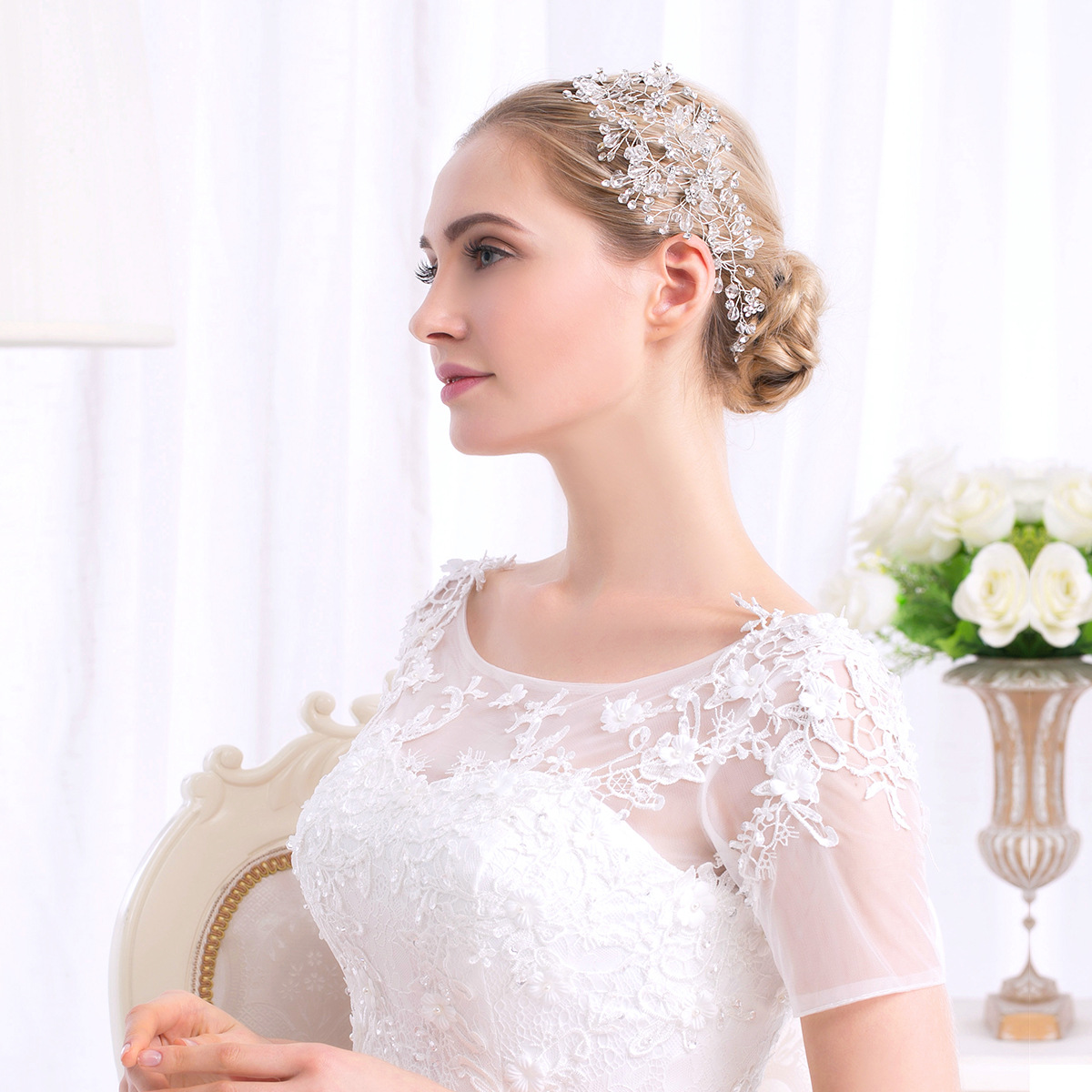 Xiuhe wedding dress accessories: Luxurious crystal headbands, wedding dress accessories, Korean-style ins fashion handcrafted headbands, rhinestone headbands full figure