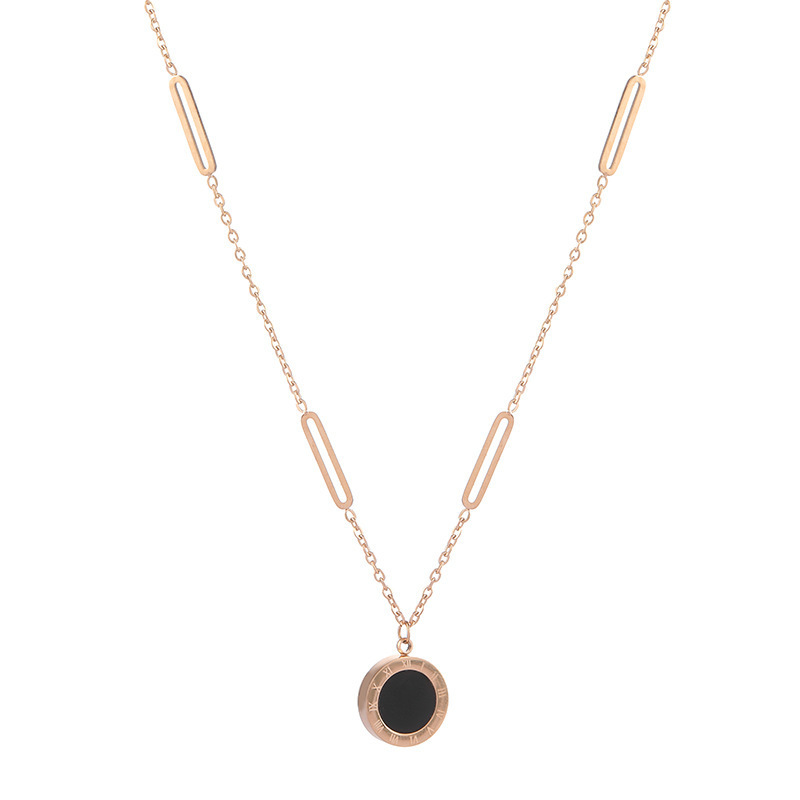 Titanium steel non-fading round letter necklace for women's collarbone chain, light luxury and niche design, simple and versatile sweater chain wholesale Item Picture