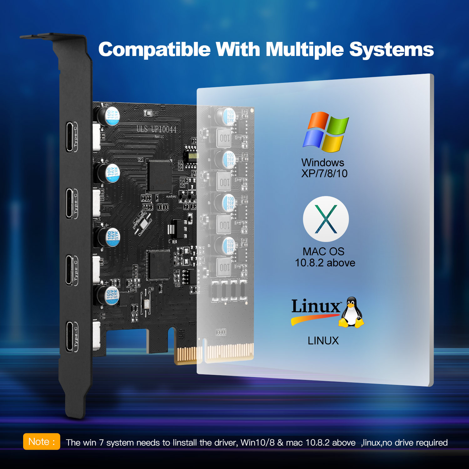 Manufacturer's in-stock PCIE to Type-C expansion cards, USB3.2 20Gbps driver-free desktop computer adapter cards Item Picture