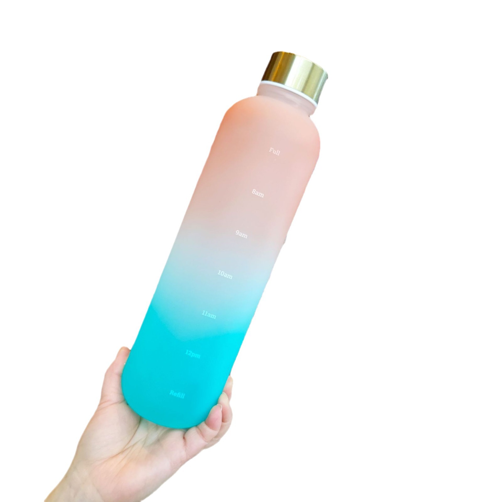 Multi-color gradient frosted large-capacity water bottle, simple and convenient for immediate drinking, portable fitness and sports water cup 1000ml Item Picture