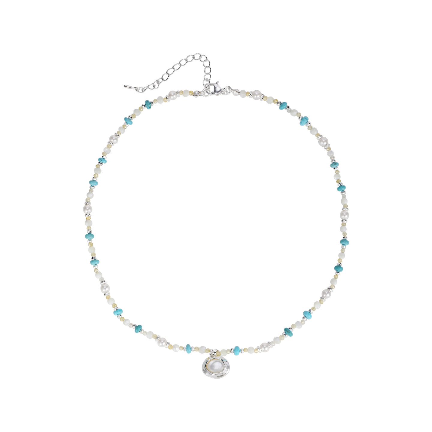 French retro turquoise beaded necklace for women, exquisite, niche, high-end and light luxury style, versatile collarbone chain and neck chain wholesale Item Picture