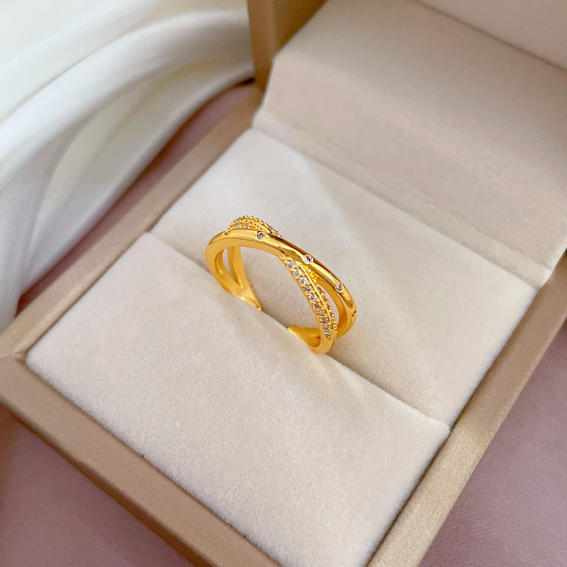 【 Real gold electroplated 】 Open ring for women, fashionable and individual ring, index finger ring, the same style as Internet celebrities, simple and cold style Application Scenario