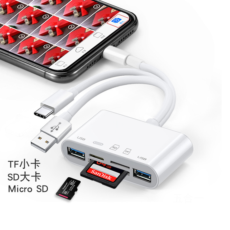 The new product is compatible with an Apple Type-cUSB three-in-one head adapter for SD/TF cards and a dual USB charging five-in-one card reader full figure