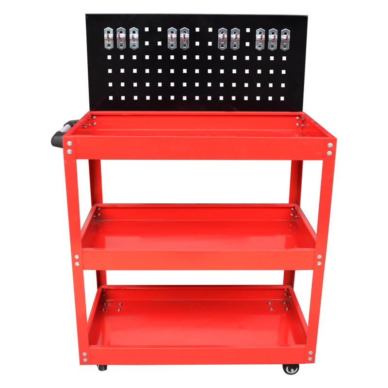 Guante Auto repair tool cart, three-layer maintenance handcart, steering brake wheel tool box, storage cabinet, multi-layer parts cart Item Picture
