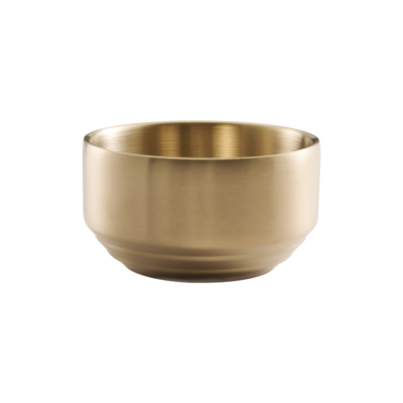 Korean-style 304 stainless steel covered bowl, household double-layer insulated soup bowl, children's rice bowl, golden cooking kimchi bowl Specification drawing