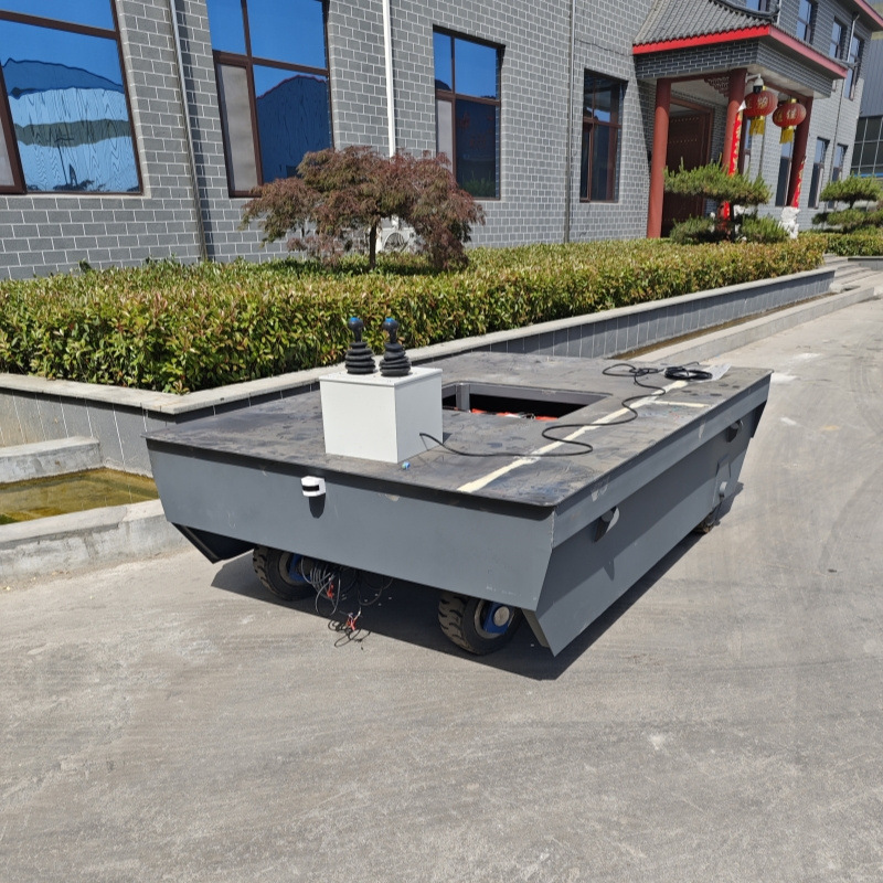 30-ton electric trackless universal mobile electric flatbed car, 10-ton and 5-ton electric flatbed car for cargo handling Application Scenario