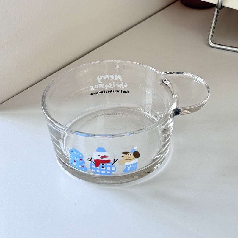 Cross-border InS-style Christmas snowman glass bowl, round glass salad bowl, tableware set, dessert bowl Application Scenario