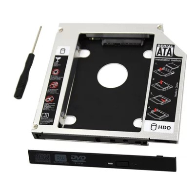 The thickness of the SATA serial port notebook optical drive bay is a 2.5-inch all-aluminum alloy hard drive bracket with a thickness of 12.7/9.5mm full figure