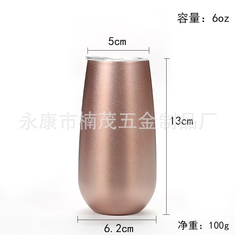 6oz new foreign trade stainless steel eggshell cup, outdoor portable insulated cup, creative egg cup, sublimable egg-shaped cup Specification drawing