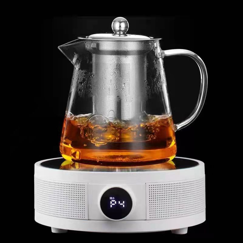 Glass teapot, high-temperature resistant tea set, thickened filter, tea boiling, tea water separation, small flower teapot for brewing, household use Specification drawing