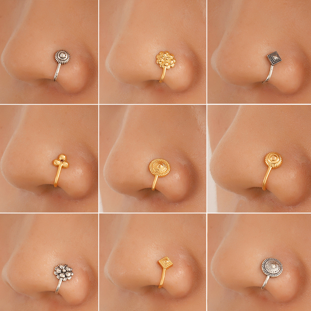 European and American creative non-perforated U-shaped nose clip, ins fashionable and elegant geometric nose ring, flower fake nose decoration, puncture accessory full figure