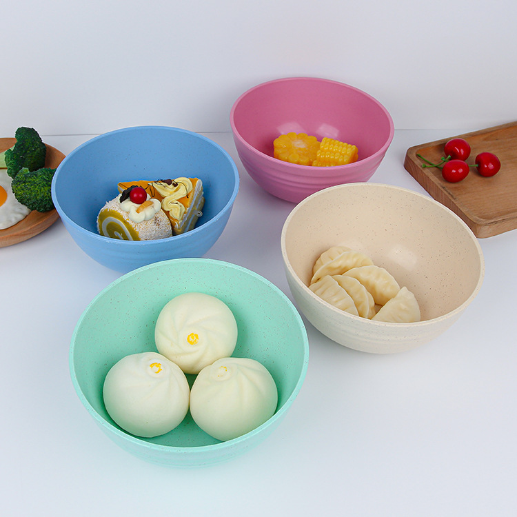 Wheat straw round bowls, household soup noodles and rice soup bowls, tableware, children's bowls, round plastic bowls, cross-border manufacturer wholesale details Picture