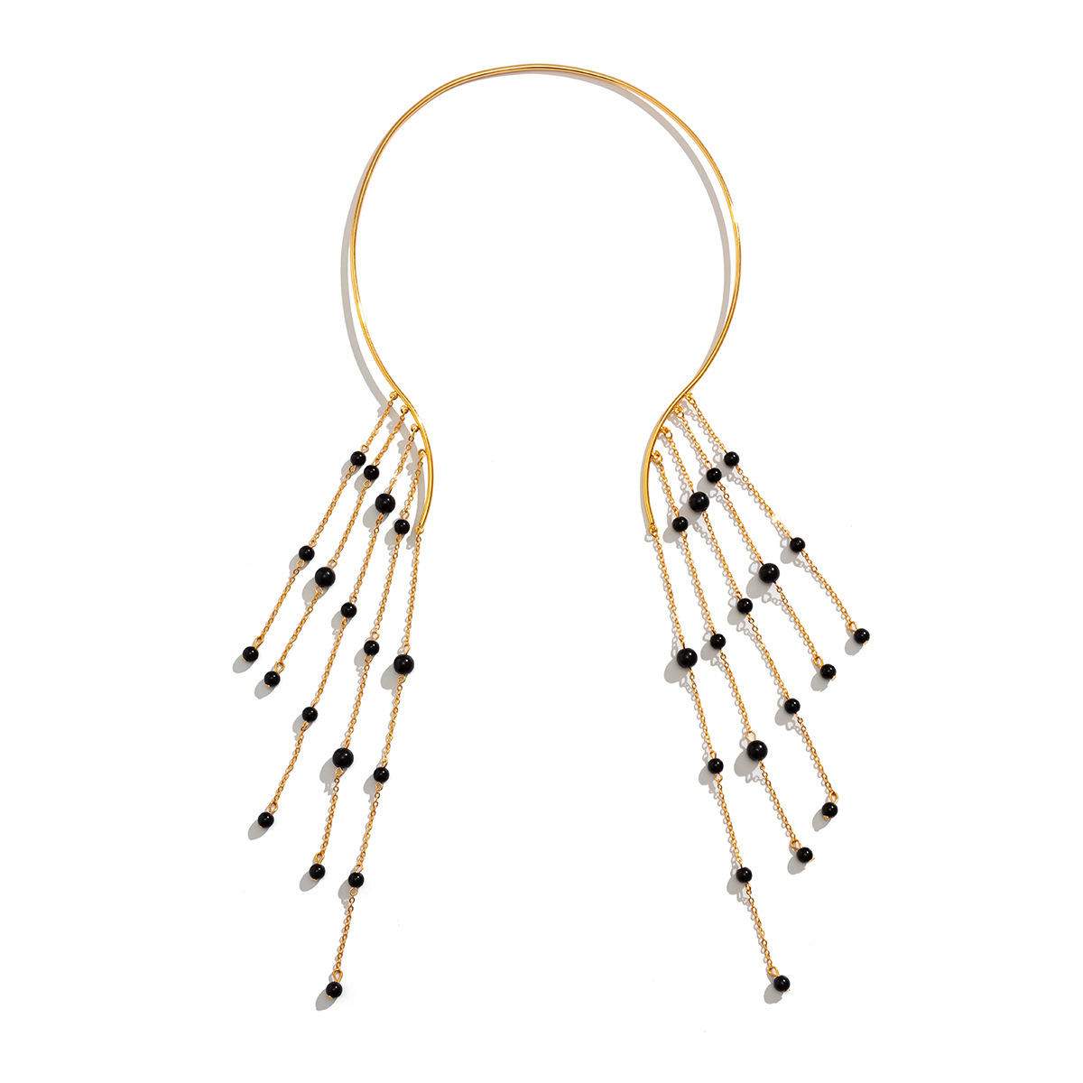 European and American cross-border jewelry, exaggerated long acrylic flowing Suzhou ethnic style necklace, open imitation pearl pendant necklace Item Picture