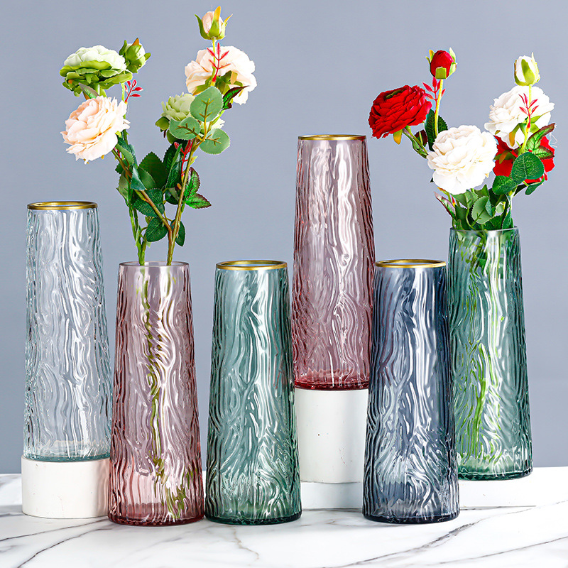 Nordic minimalist ins light luxury gilded glass vase, living room water-grown fresh flowers, dried flowers, flower arrangement vase, decorative item batch Specification drawing
