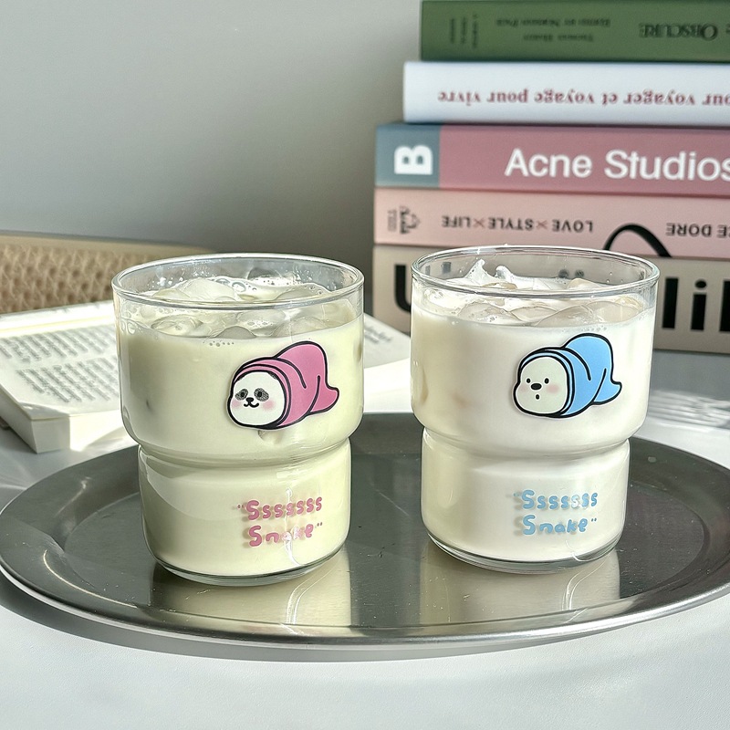 Wholesale of cross-border homemade glass cups, cold brew coffee cups, couple water cups, children's breakfast cups, milk cups details Picture