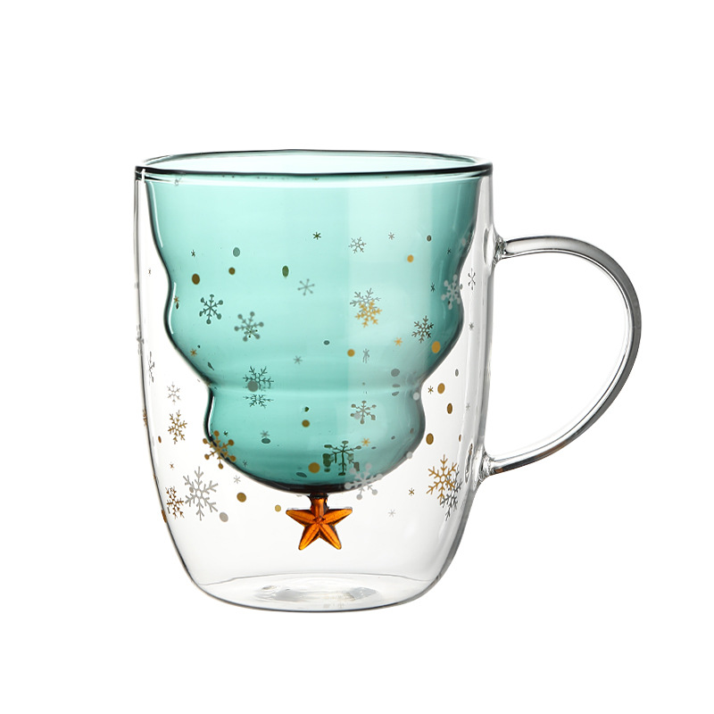 Christmas milk coffee Star Wish Cup, double-layer insulated high boron glass cup, the same style as the popular Christmas cup on Douyin Item Picture