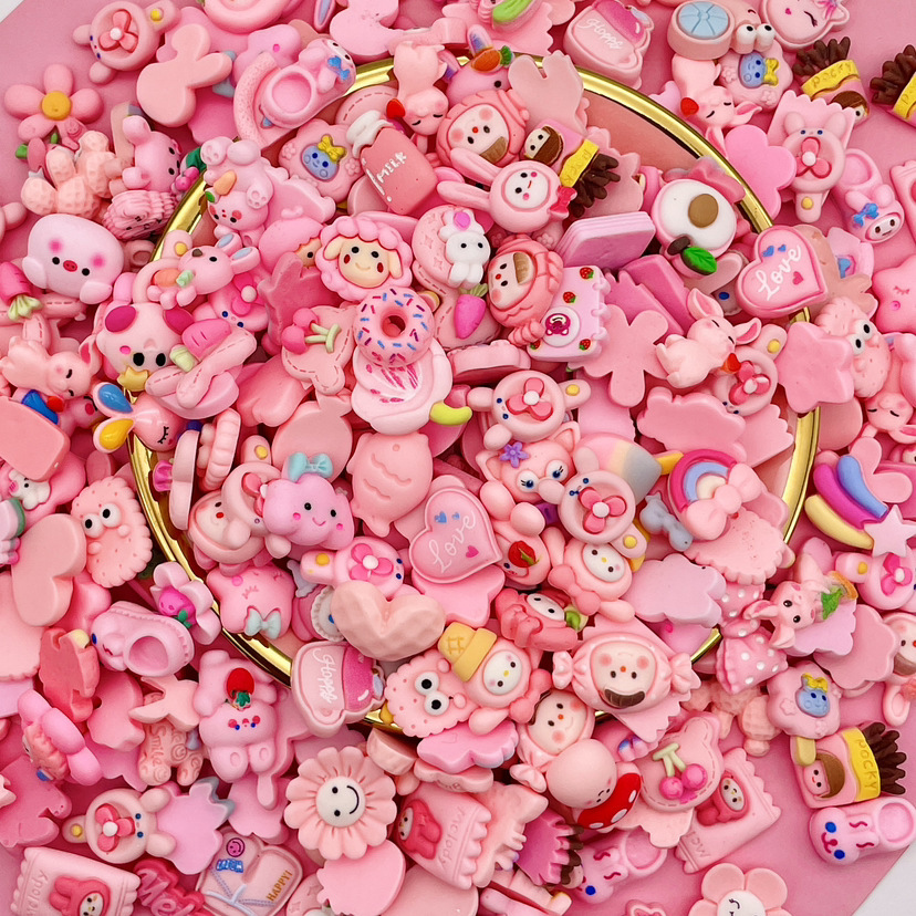 Cream glue accessories, cute cartoon strawberry bear hairpin ornaments, diy jewelry accessories, resin mobile phone crocs accessories Item Picture