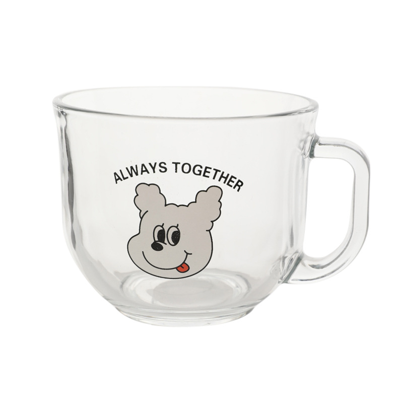Household large-capacity glass breakfast cups, milk cups, student water cups, juice cups, glass cups, and cute oat cups Item Picture