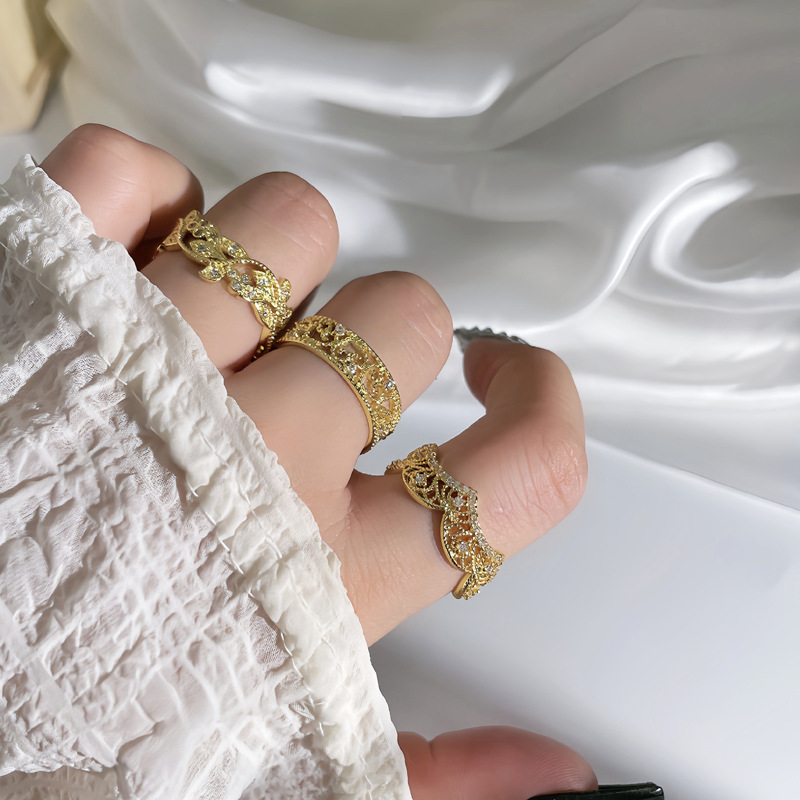 A new retro lace hollowed-out line fashionable open ring for women on Instagram, with a unique, sweet, cool and high-end look Specification drawing