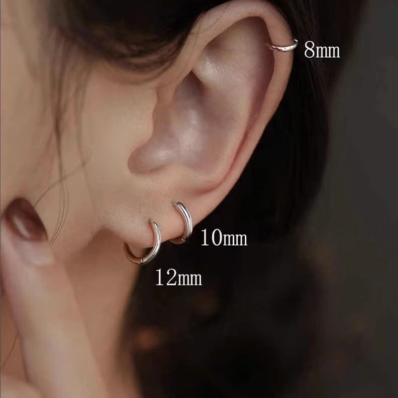 Earrings, ear rings, ear bone nails, women's ear piercings, niche and high-end feel, plain circle, round ear buckles, ear needles, earrings, women full figure