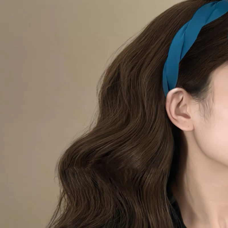 "Sea blue!" Linen braided hairband! A new 2025 wide-brimmed, toothed travel hairpin for women with a high and elegant headband Specification drawing