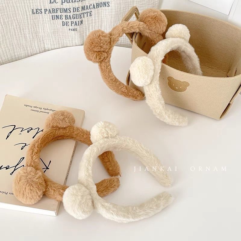 Cute plush hairband for women, 2024 new style for washing face, high head top headband, applying mask, washing up, crushed hair clip headwear Specification drawing