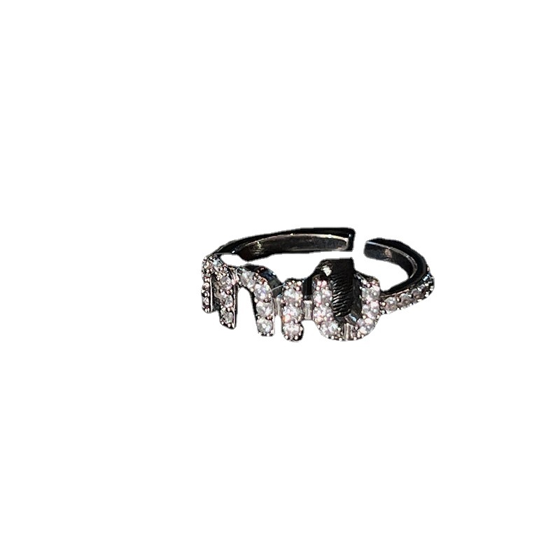 A niche, high-end, light luxury ring with an open ring, a new versatile sweet and cool letter-set zircon index ring that has become a hit Item Picture