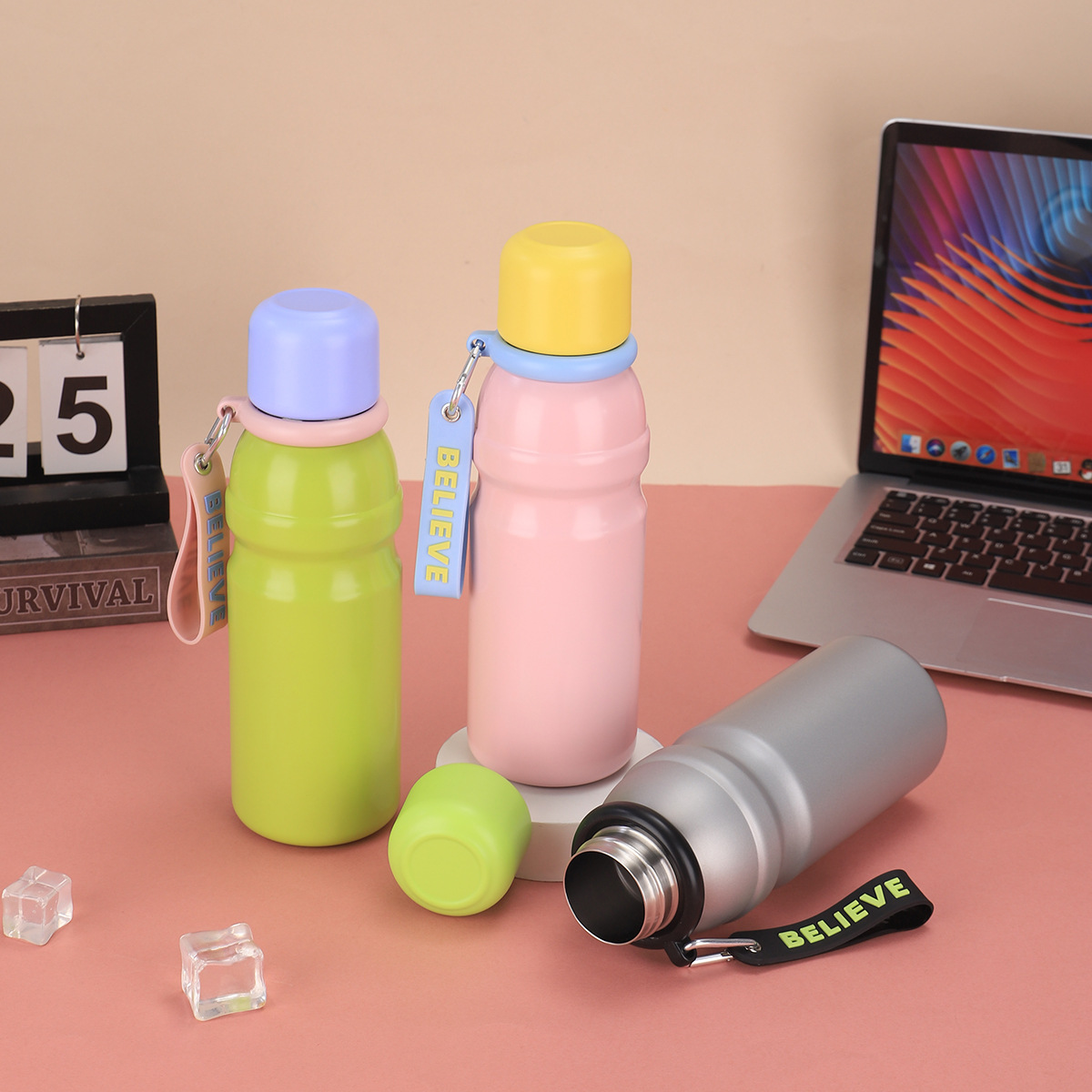 New rotary knob direct drinking cup, 316 stainless steel double-layer vacuum insulated cup, outdoor portable rope sports water bottle Specification drawing