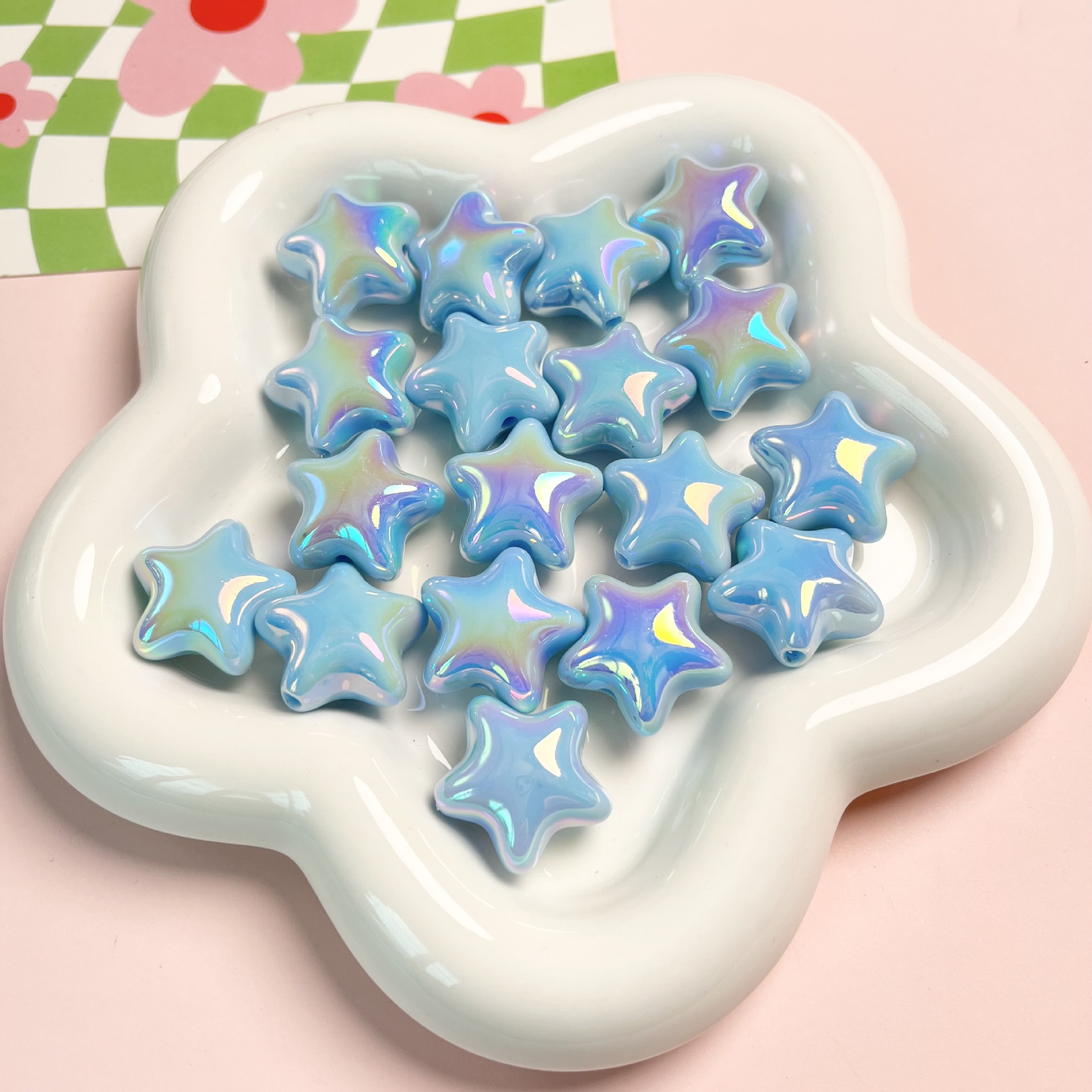 Color-plated solid color starry sky luminous five-pointed star scattered beads diy beaded bracelet, mobile phone chain material, jewelry, pen string accessories Application Scenario